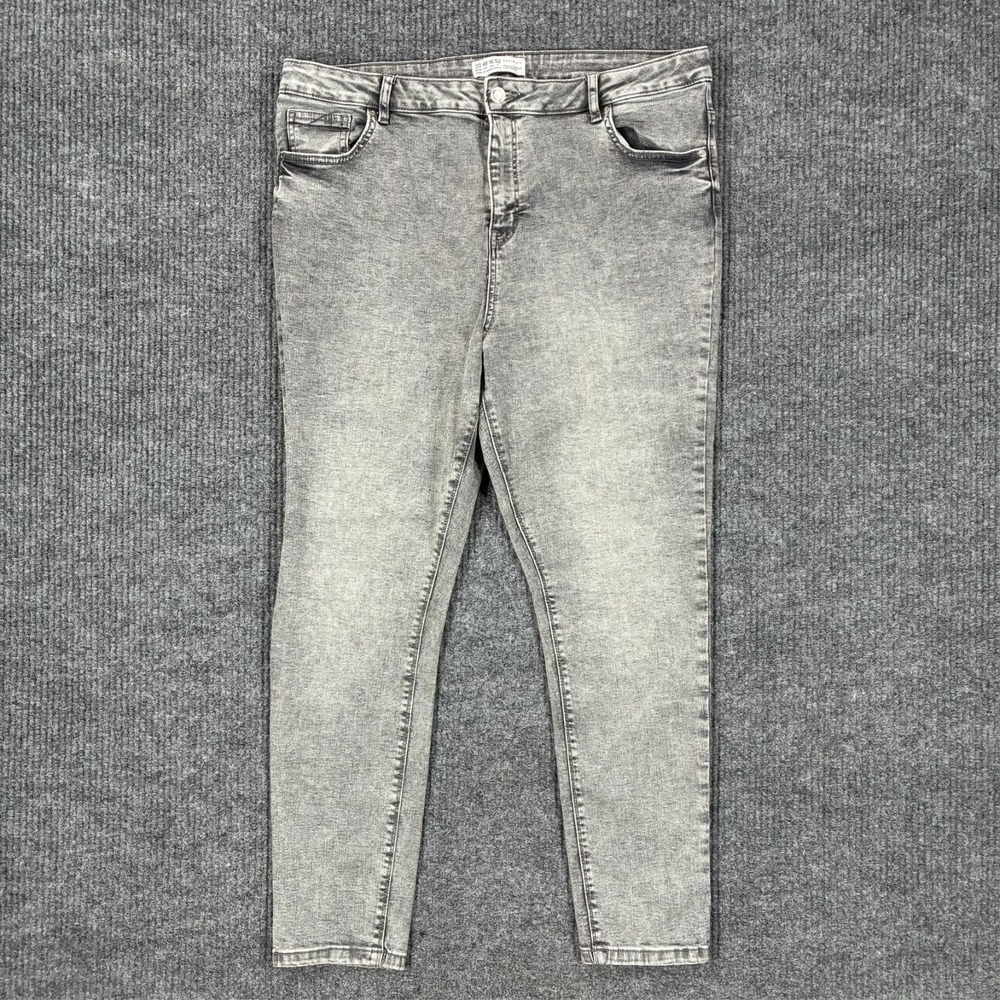 Primark Denim‎ Co Skinny Jeans Womens Size 16 Gray Acid Wash Stretch High Rise